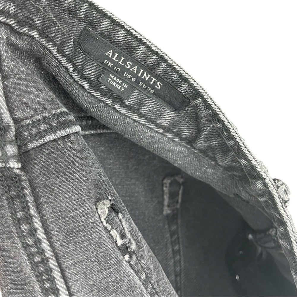 ALLSAINTS Black Raw Hem Studded Denim Mini Skirt Size US 6 - Picture 6 of 7